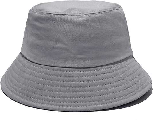 PFFY Bucket Hat for Women Men Cotton Summer Sun Beach Fishing Cap Grey