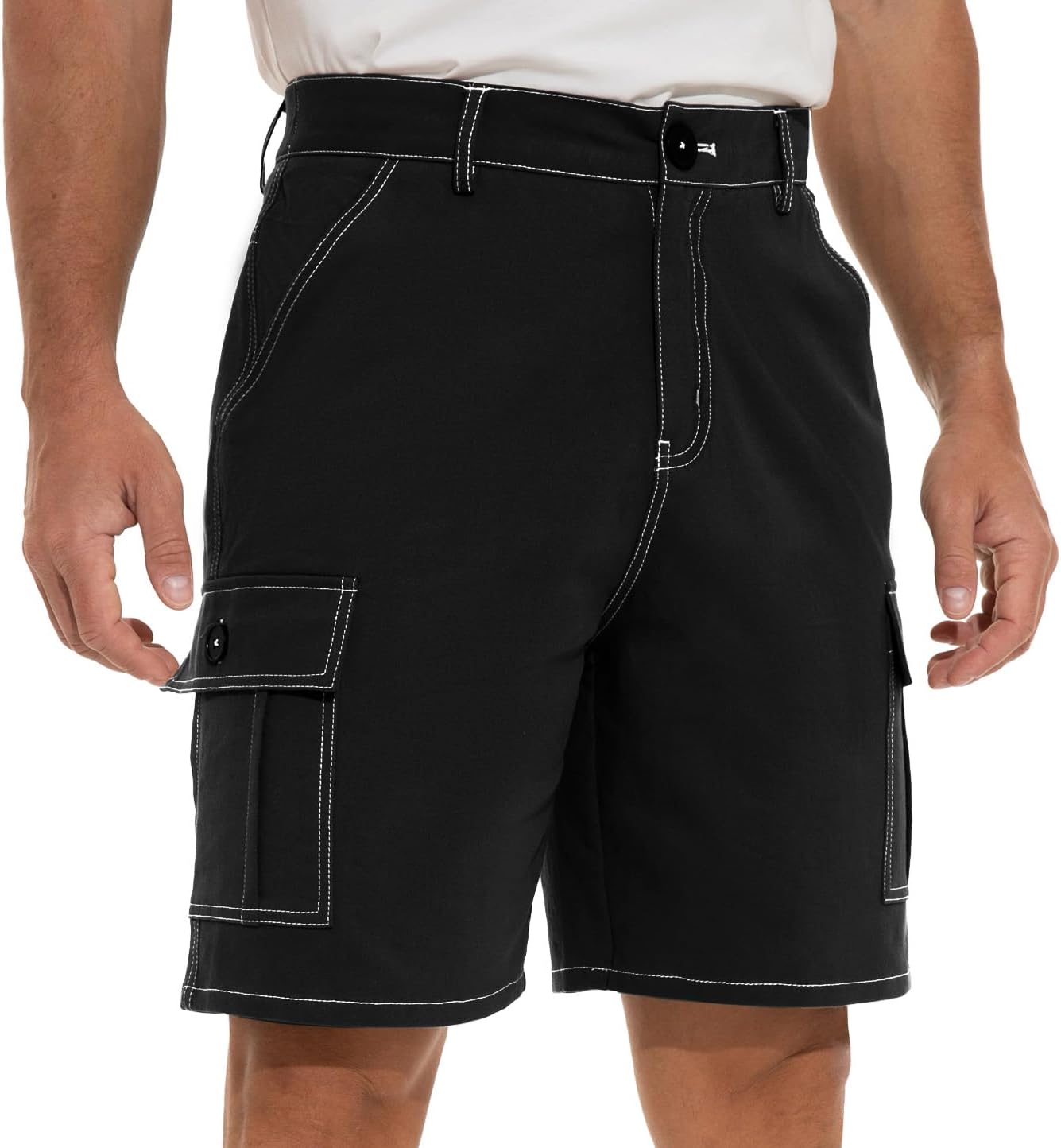 Sailwind Men Cargo Cotton Shorts Casual Summer Contrast Topstitching Cargo