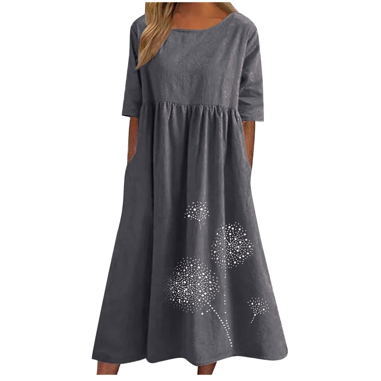 fartey Tshirt Dress for Women 2026 Casual Plus Size Summer Midi Dress Boho Floral Print Loose Flowy Long Dresses with Pockets