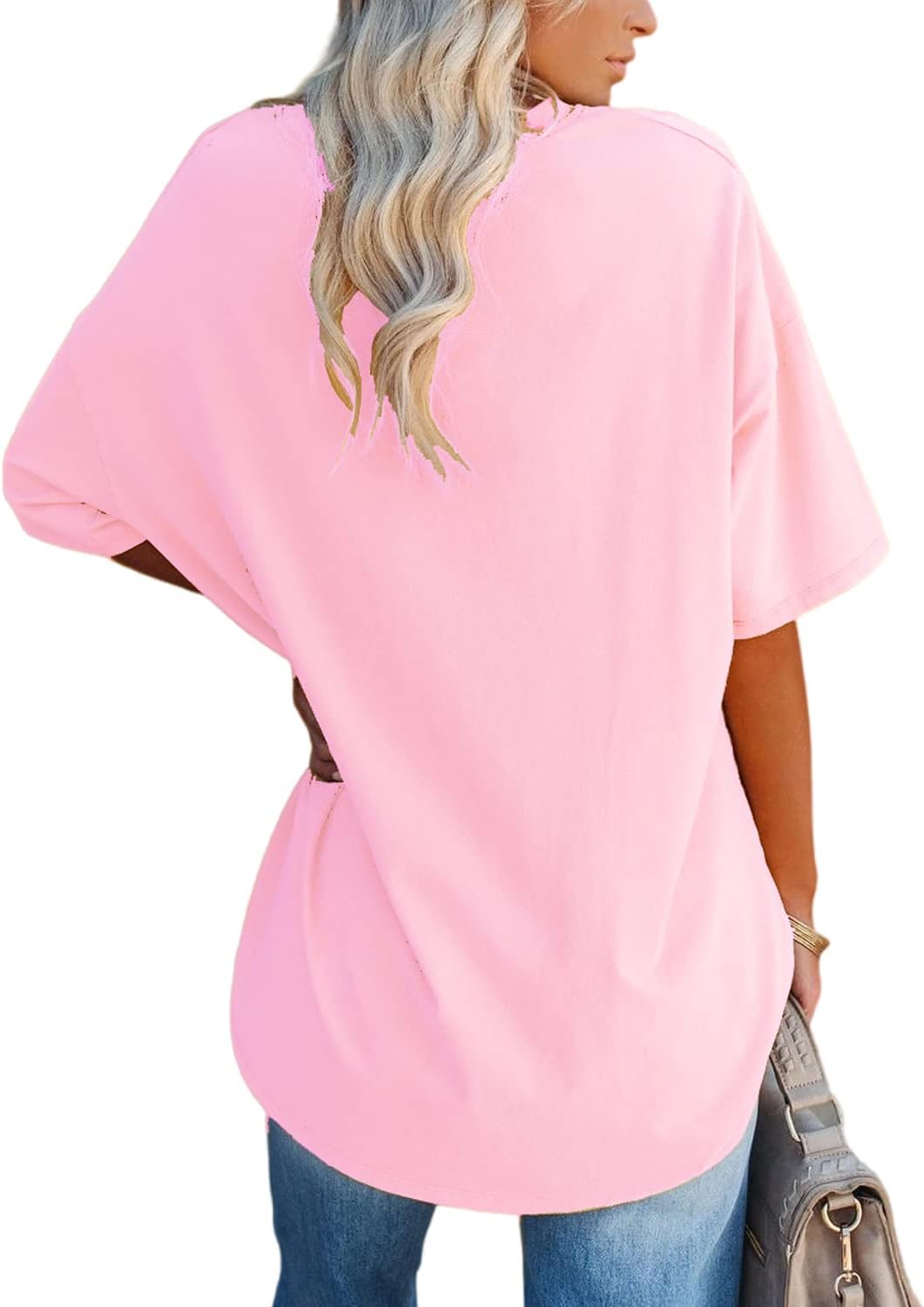 YEXIPO Women's Oversized T Shirts Graphic Tees Summer Short Sleeve Loose Fit Casual Crewneck Plain Tunic Tops