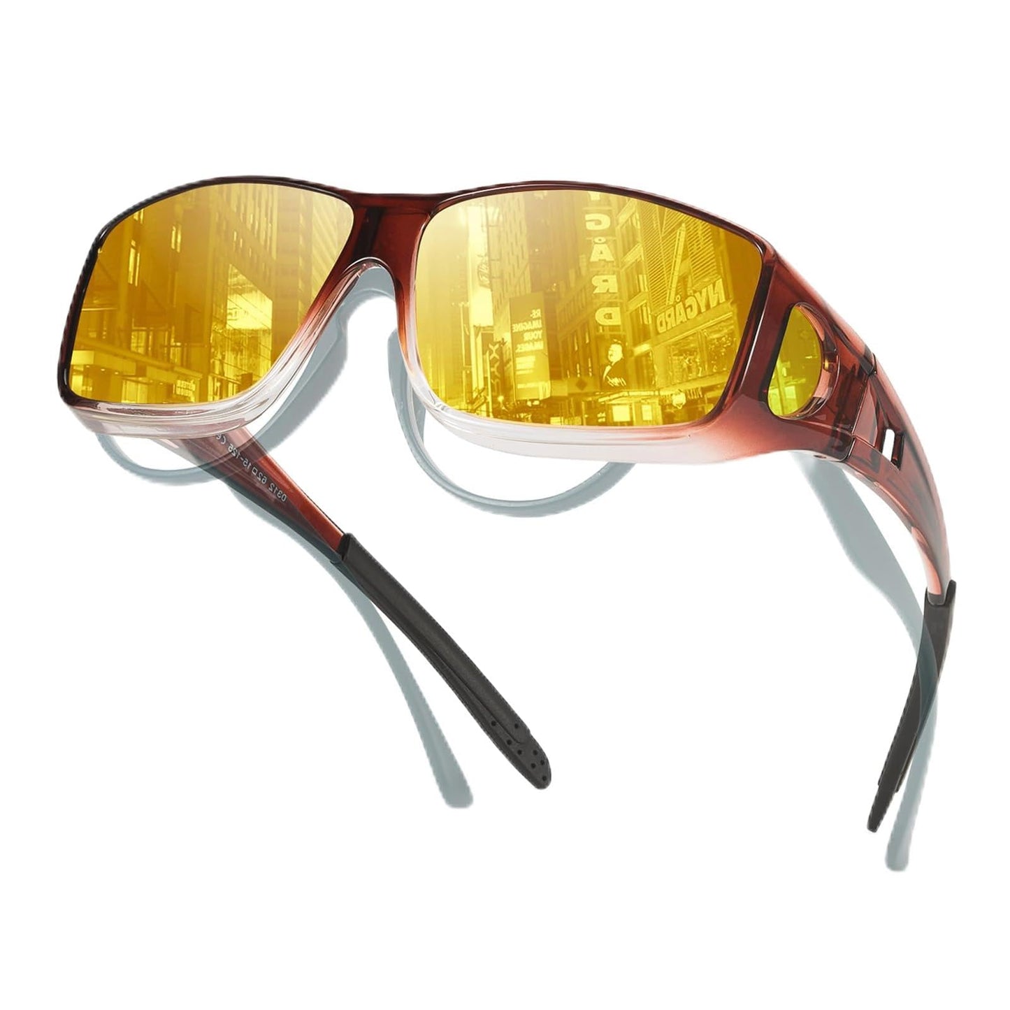 TJUTR Night Vision Driving Glasses Fit Over Eyeglasses for Men Women, Anti-Glare Polarized UV400 Protection Yellow Lens 2612R