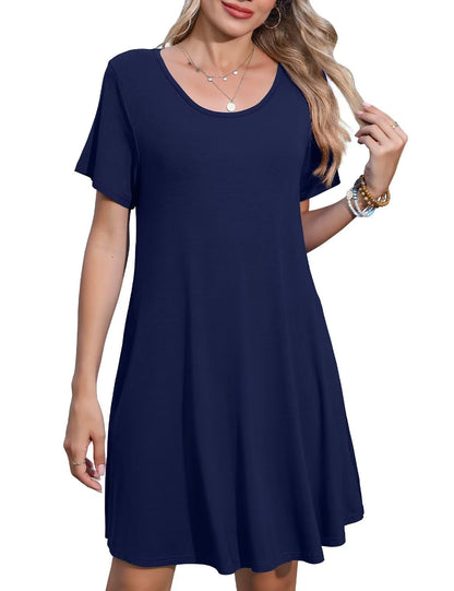 JollieLovin Plus Size Summer T-Shirt Casual Dresses for Curvy Women Flowy Swing