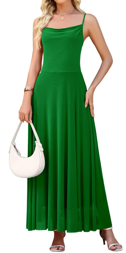 WEACZZY Cocktail Dresses for Women 2026 Spaghetti Strap Sundress Wedding Guest Maxi Dress