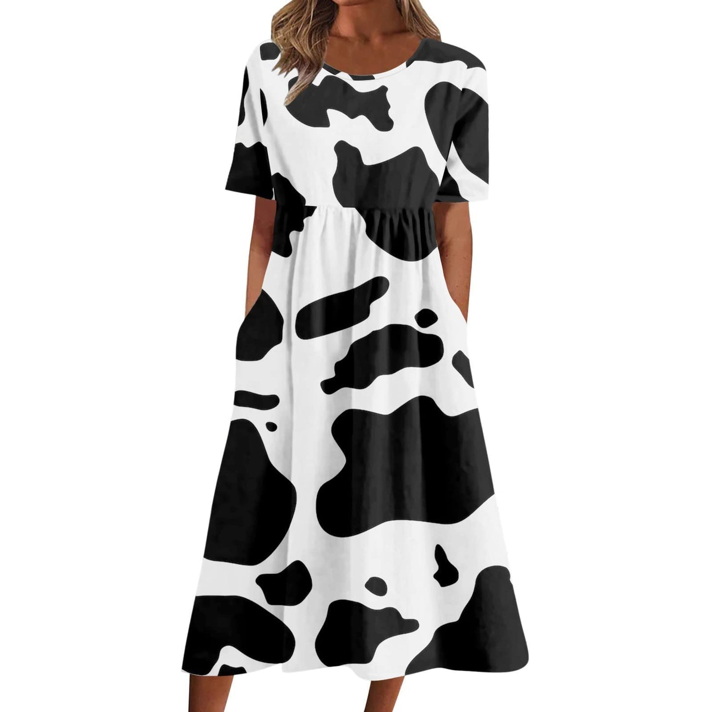 fartey Tshirt Dress for Women 2026 Casual Plus Size Summer Midi Dress Boho Floral Print Loose Flowy Long Dresses with Pockets