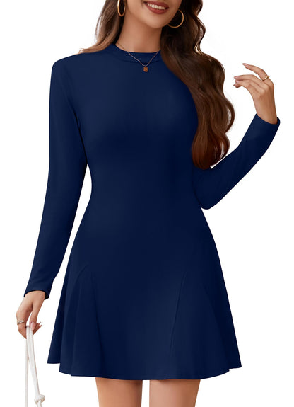 WEACZZY Womens Long Sleeve Casual Fall Dresses Elegant A Line High Waist Ruffle Flowy Party Wedding Guest Mini Dress 2026