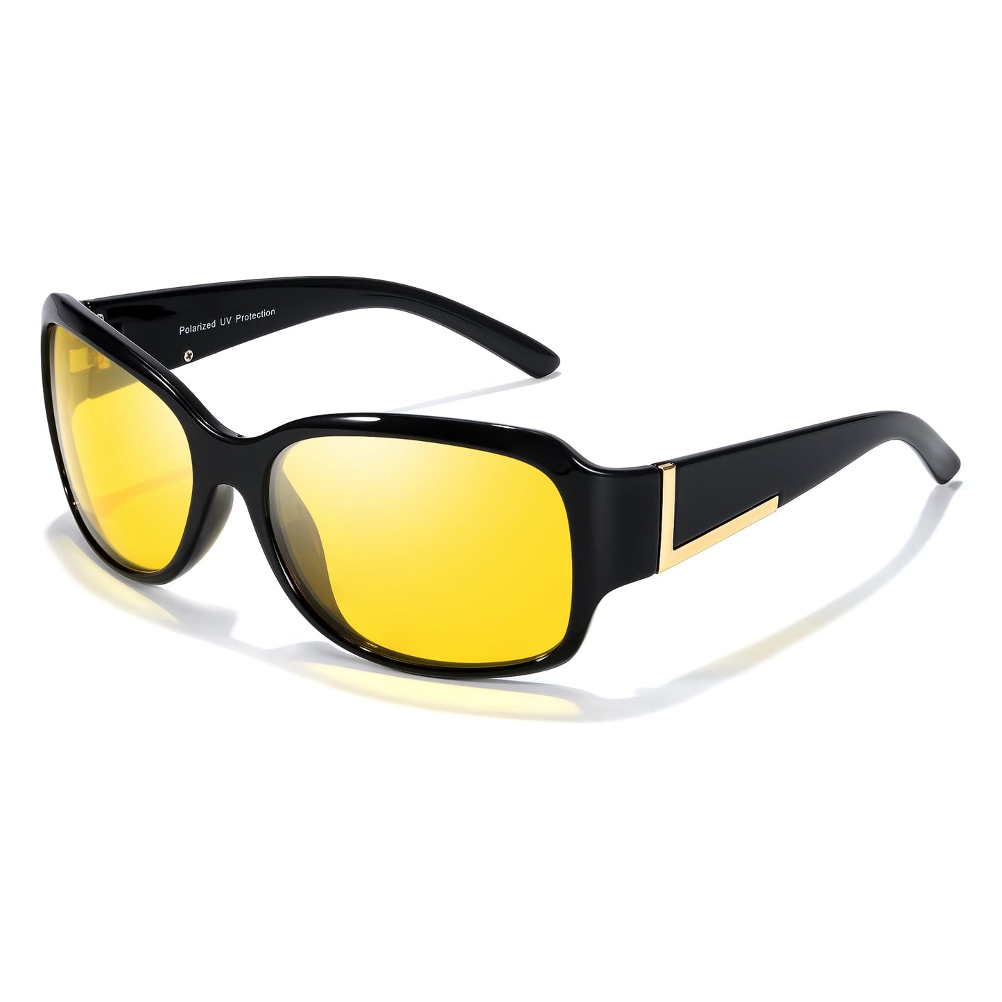 TJUTR Night Vision Driving Glasses for Women, Anti-glare Wraparound Glasses,UV400 Polarized Yellow Lens for Nighttime safety