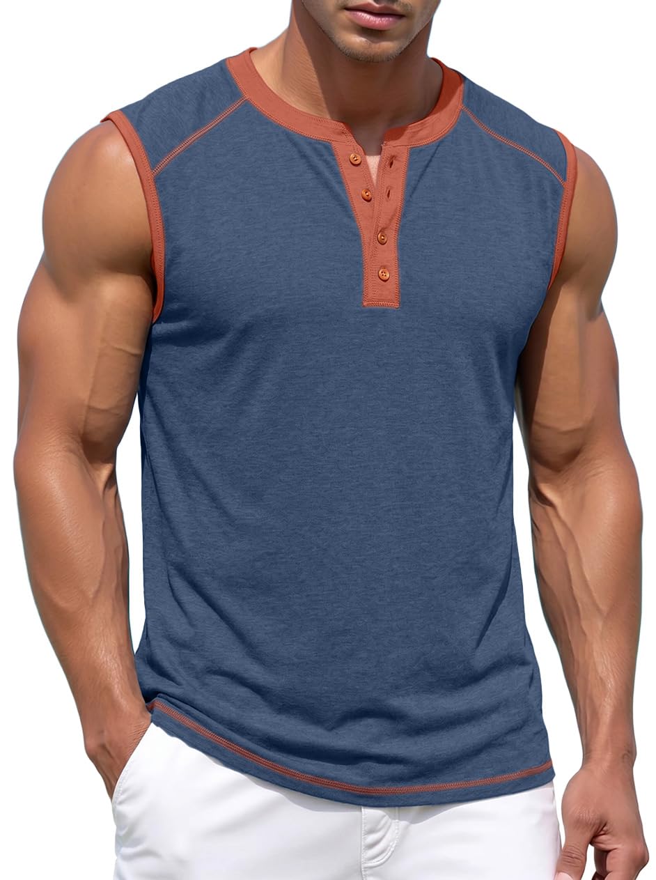 Sailwind Men's Casual Tank Top Henley Sleeveless Shirt Summer Athletic Gym Muscle Tee