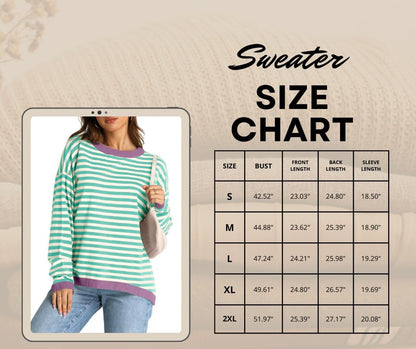 YEXIPO Womens Sweaters Striped 2024 Fall Long Sleeve Crewneck Casual Knit Lightweight Oversized Pullover Sweater Tops