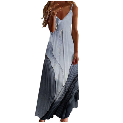 Ceboyel Women Floral Spaghetti Strap Sundress Casual Summer Long Maxi Dress Vneck Sexy Boho Dresses Trendy Beach Clothes