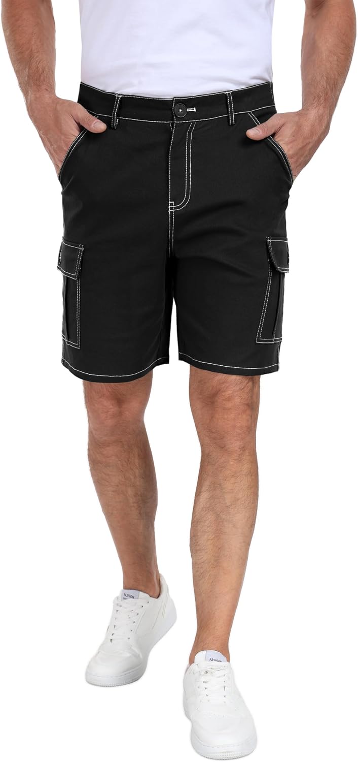 Sailwind Men Cargo Cotton Shorts Casual Summer Contrast Topstitching Cargo