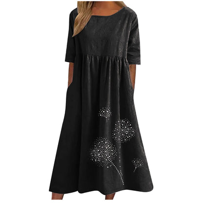 fartey Tshirt Dress for Women 2026 Casual Plus Size Summer Midi Dress Boho Floral Print Loose Flowy Long Dresses with Pockets