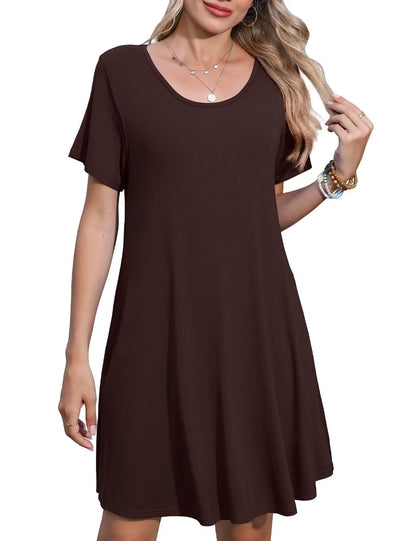 JollieLovin Plus Size Summer T-Shirt Casual Dresses for Curvy Women Flowy Swing