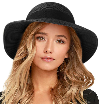 FURTALK Womens Beach Sun Straw Hat UV Protection Travel Packable Foldable Brim Summer UV Hat