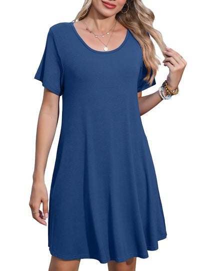 JollieLovin Plus Size Summer T-Shirt Casual Dresses for Curvy Women Flowy Swing
