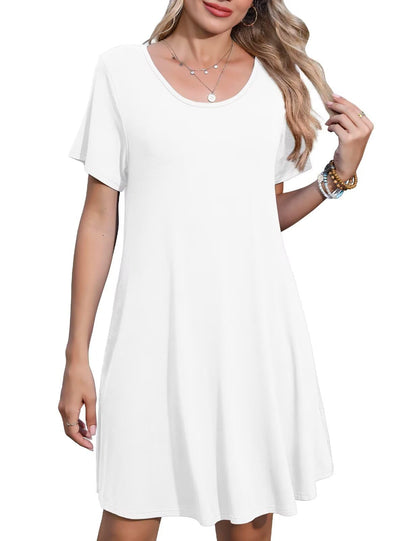 JollieLovin Plus Size Summer T-Shirt Casual Dresses for Curvy Women Flowy Swing