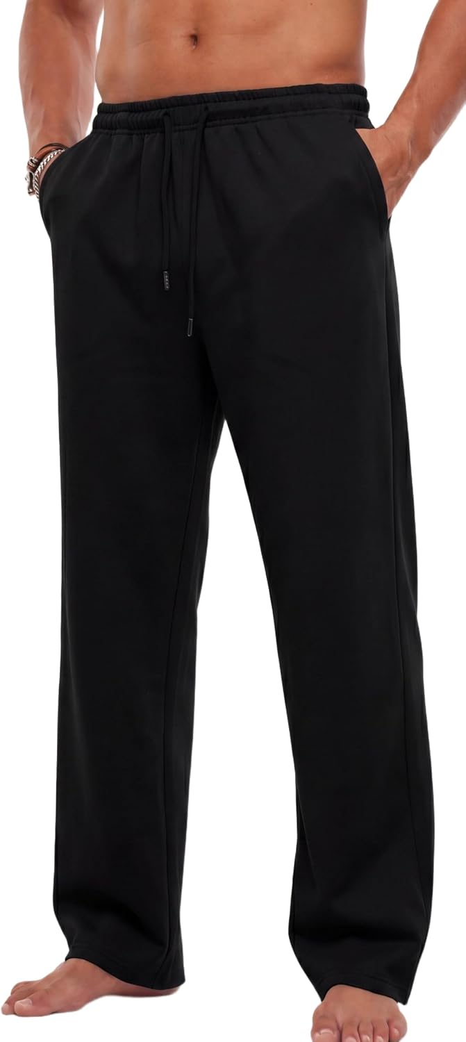Sailwind Men's Casual Baggy Sweatpants Straight Leg Cotton Sweat Pants Open Bottom Lounge Joggers with Pockets