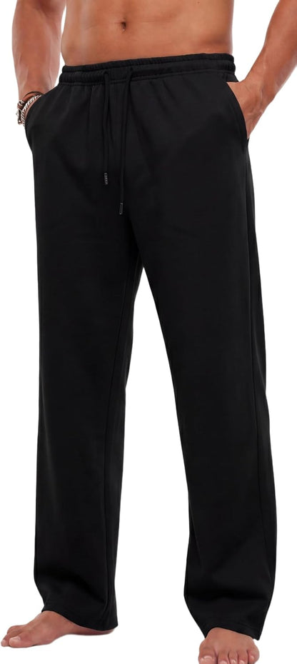 Sailwind Men's Casual Baggy Sweatpants Straight Leg Cotton Sweat Pants Open Bottom Lounge Joggers with Pockets