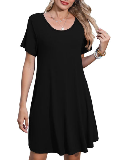 JollieLovin Plus Size Summer T-Shirt Casual Dresses for Curvy Women Flowy Swing