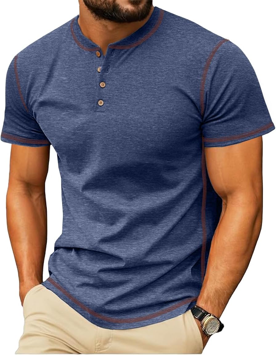 Sailwind Mens Henley Shirts Casual Lightweight Summer T-Shirt Cotton Maverick Short Sleeve