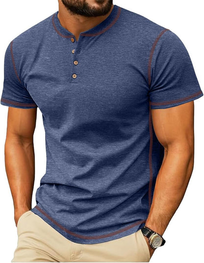 Sailwind Mens Henley Shirts Casual Lightweight Summer T-Shirt Cotton Maverick Short Sleeve