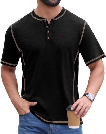 Sailwind Mens Henley Shirts Casual Lightweight Summer T-Shirt Cotton Maverick Short Sleeve