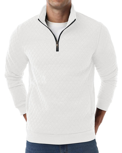 Sailwind Mens Quarter Zip Sweatshirt Long Sleeve Quilted Pullover Casual Mock Neck Polo Sweater