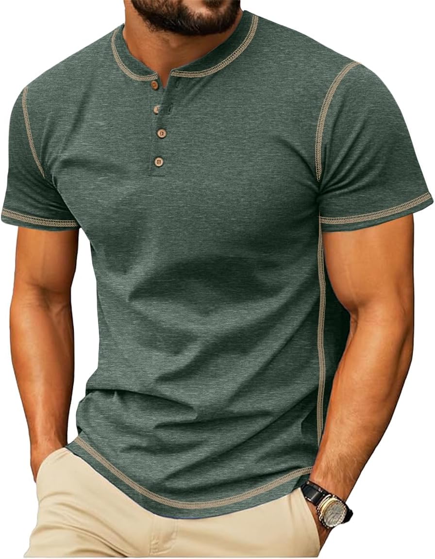 Sailwind Mens Henley Shirts Casual Lightweight Summer T-Shirt Cotton Maverick Short Sleeve