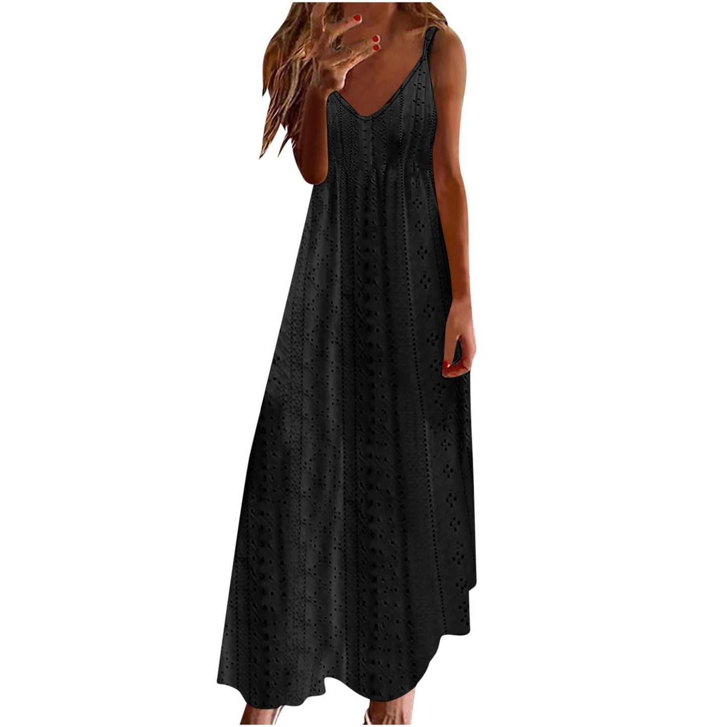 Ceboyel Women Floral Spaghetti Strap Sundress Casual Summer Long Maxi Dress Vneck Sexy Boho Dresses Trendy Beach Clothes