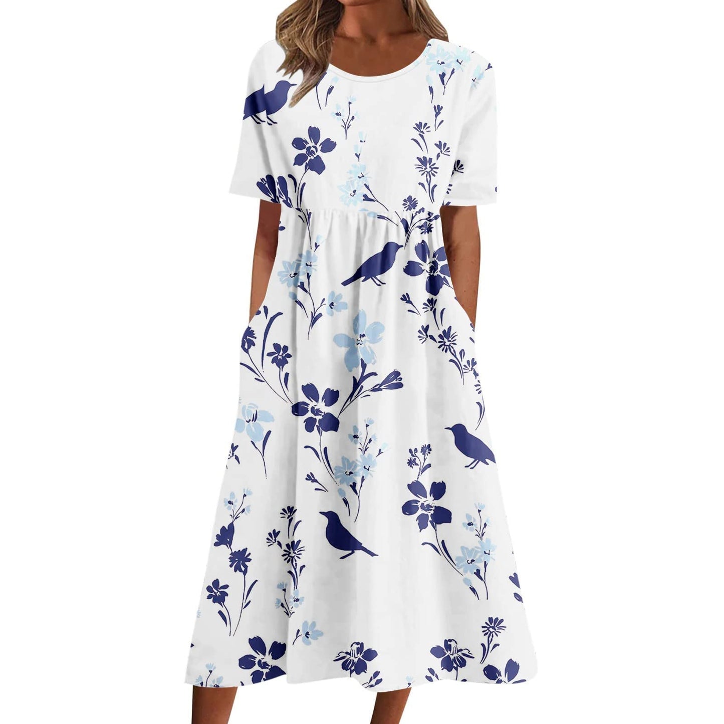 fartey Tshirt Dress for Women 2026 Casual Plus Size Summer Midi Dress Boho Floral Print Loose Flowy Long Dresses with Pockets