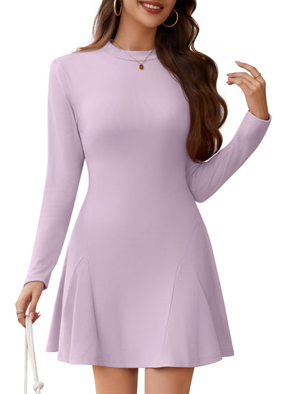 WEACZZY Womens Long Sleeve Casual Fall Dresses Elegant A Line High Waist Ruffle Flowy Party Wedding Guest Mini Dress 2026