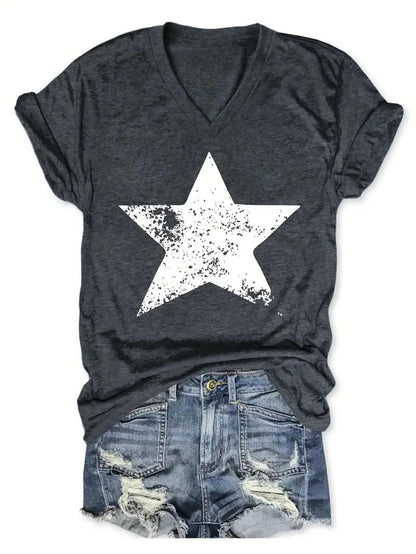 Women's T-Shirts V-Neck Dragonfly Tee Cute Summer Graphic Shirts Vintage Boho Flowers Short Sleeve T Shirt