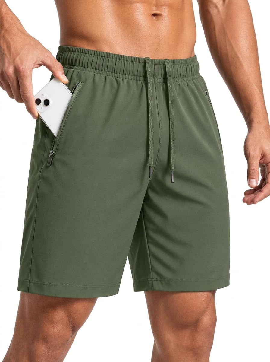 Sailwind Men’s Athletic Running Shorts 7" Quick Dry Lightweight Workout Gym Shorts with Zipper Pockets for Basketball Hiking