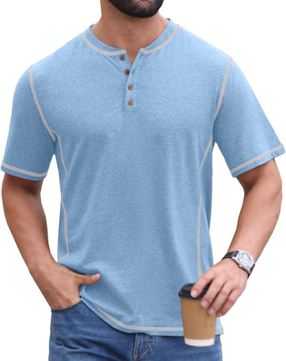 Sailwind Mens Henley Shirts Casual Lightweight Summer T-Shirt Cotton Maverick Short Sleeve