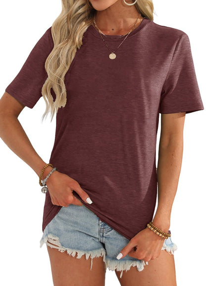 YEXIPO Womens Graphic Tees Short Sleeve Summer Tops Funny Letter Print Crew Neck Casual Loose Cute T Shirts