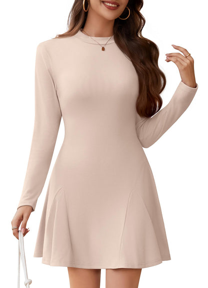 WEACZZY Womens Long Sleeve Casual Fall Dresses Elegant A Line High Waist Ruffle Flowy Party Wedding Guest Mini Dress 2026