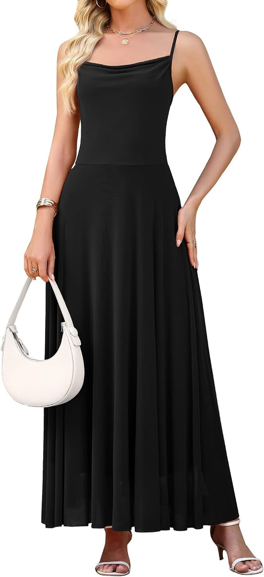 WEACZZY Cocktail Dresses for Women 2026 Spaghetti Strap Sundress Wedding Guest Maxi Dress