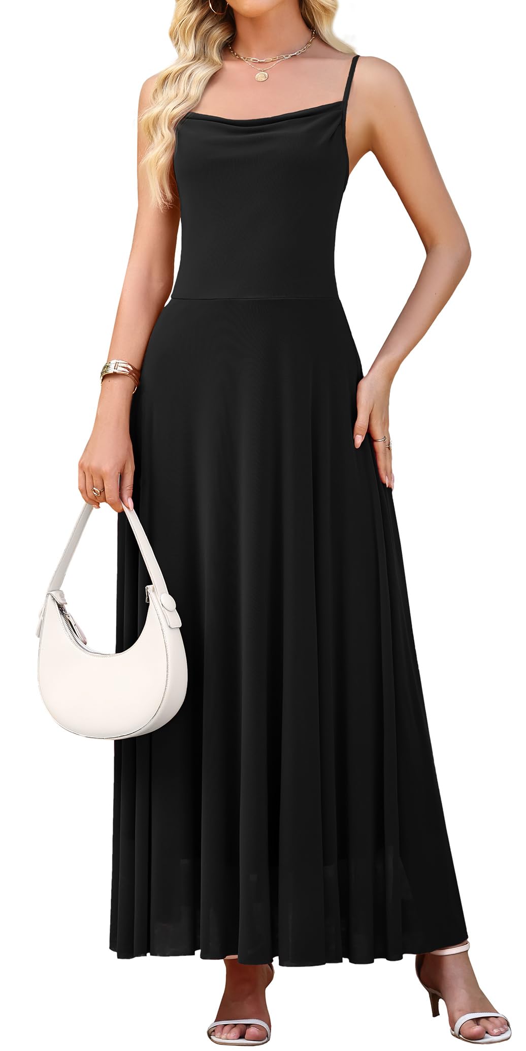 WEACZZY Cocktail Dresses for Women 2026 Spaghetti Strap Sundress Wedding Guest Maxi Dress