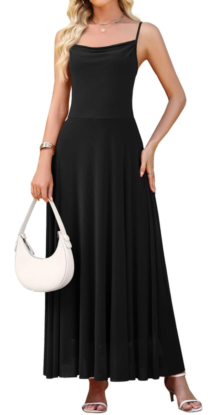 WEACZZY Cocktail Dresses for Women 2026 Spaghetti Strap Sundress Wedding Guest Maxi Dress