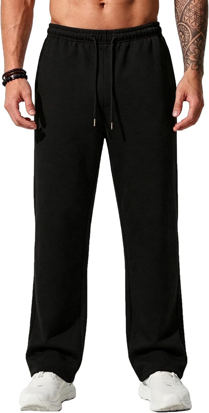 Sailwind Men's Casual Baggy Sweatpants Straight Leg Cotton Sweat Pants Open Bottom Lounge Joggers with Pockets