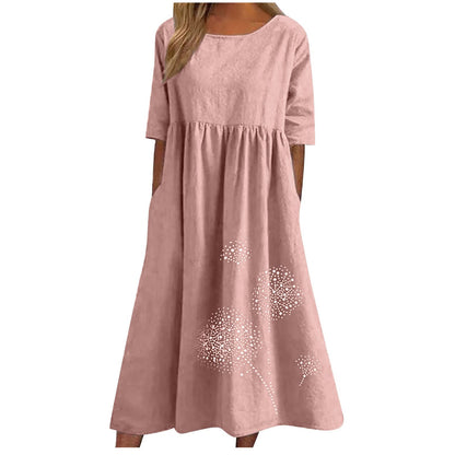 fartey Tshirt Dress for Women 2026 Casual Plus Size Summer Midi Dress Boho Floral Print Loose Flowy Long Dresses with Pockets