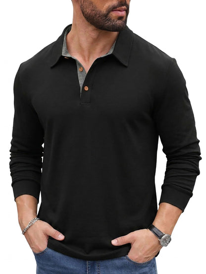 Sailwind Men' s Long Sleeve Polo Shirts Classic Soft Casual Collared Golf Shirt