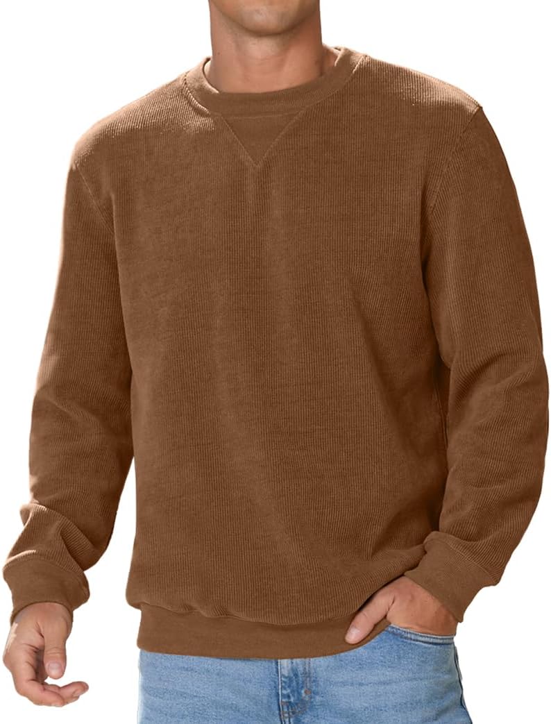 Sailwind Men's Corduroy Sweatshirt Casual Long Sleeve Crewneck Pullover Sweatshirts