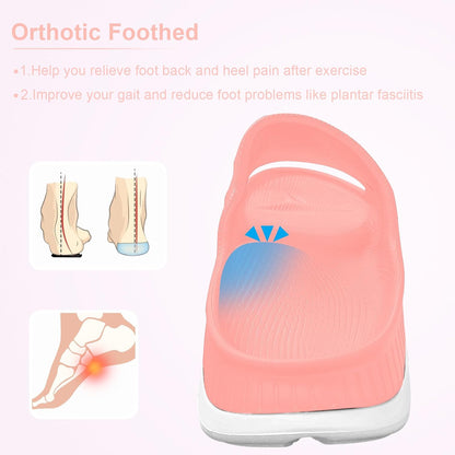 Recovery Slides for Men and Women - Orthopedic Sandals with Arch Support & Thick Cushion, Plantar Fasciitis Slippers, Lightweight Non-Slip Slides for Post-Workout Recovery