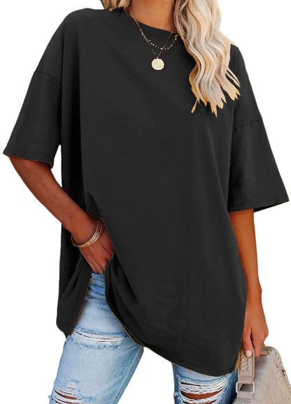 YEXIPO Women's Oversized T Shirts Graphic Tees Summer Short Sleeve Loose Fit Casual Crewneck Plain Tunic Tops