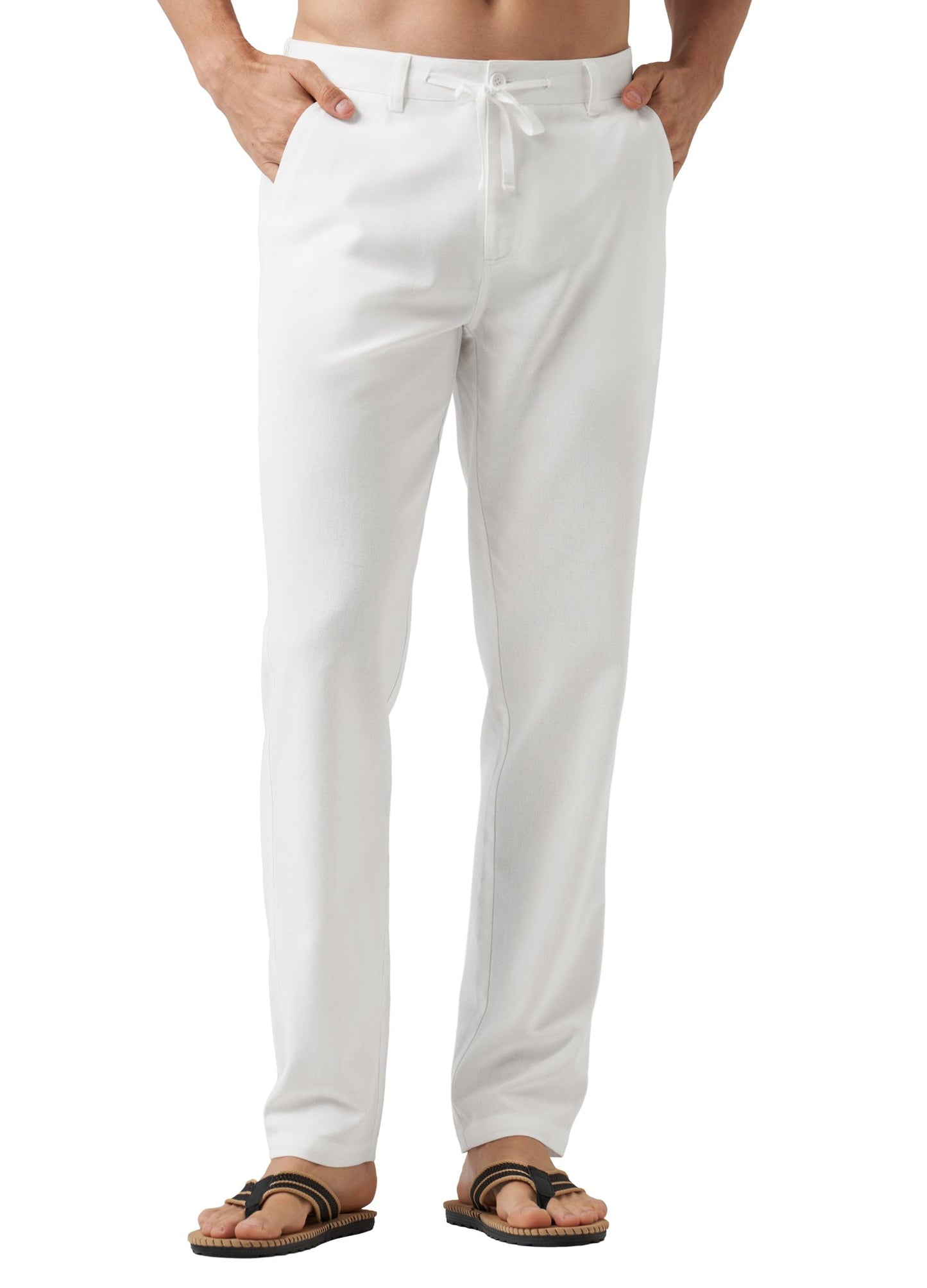 Willit Men's Linen Pants Casual Linen Dress Pants Drawstring Beach Summer Lightweight Trousers 29" 30" 32"