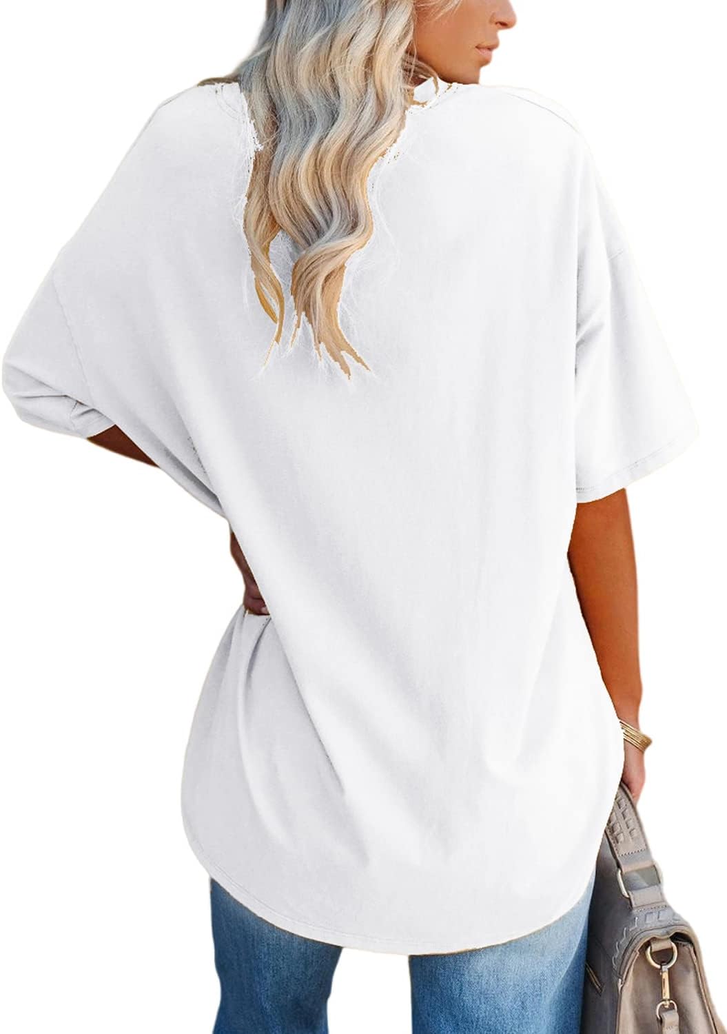 YEXIPO Women's Oversized T Shirts Graphic Tees Summer Short Sleeve Loose Fit Casual Crewneck Plain Tunic Tops