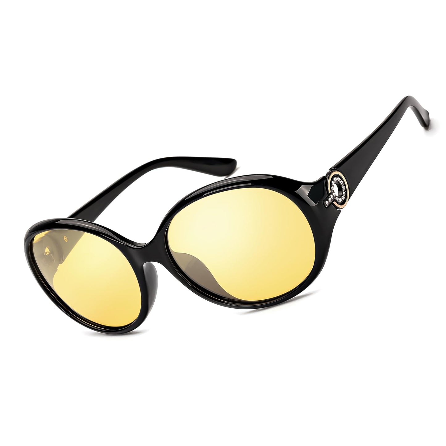 TJUTR Women’s Night Vision Driving Glasses, Polarized Yellow Tint Anti Glare Eyewear for Nighttime Driving TN2572