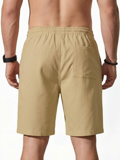 Sailwind Men’s Cotton Linen Shorts Casual Elastic Waist Drawstring Summer Beach Vacation Shorts with Pockets