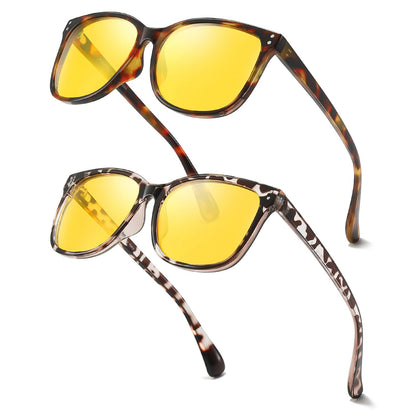TJUTR Women’s Night Vision Driving Glasses, Polarized Yellow Tint Anti Glare Eyewear for Nighttime Driving TN2572