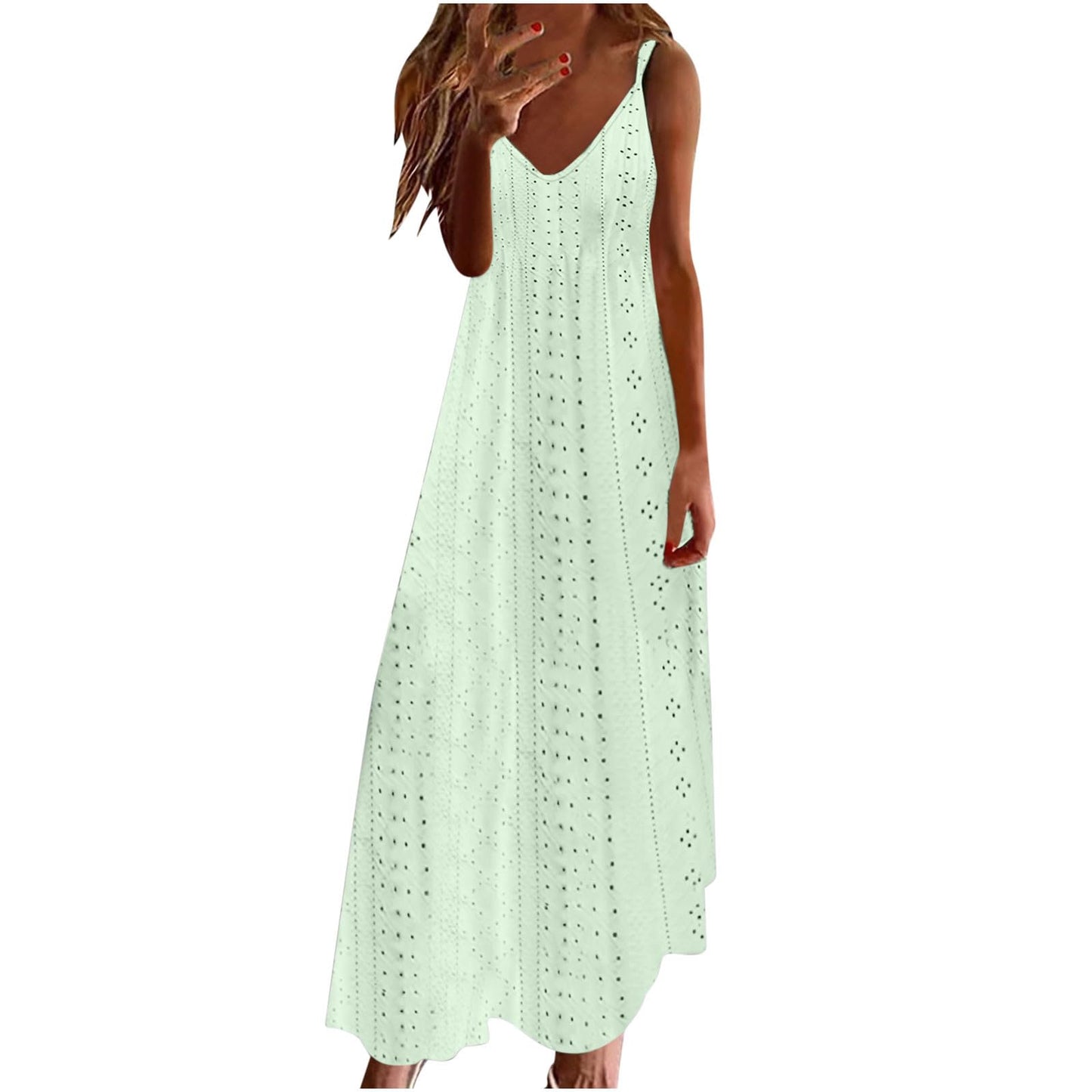 Ceboyel Women Floral Spaghetti Strap Sundress Casual Summer Long Maxi Dress Vneck Sexy Boho Dresses Trendy Beach Clothes